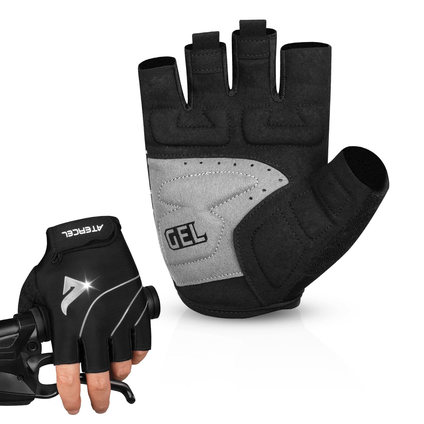 ATERCEL Cycling Gloves with Padded SBR for Road & Mountain Biking - Breathable, Elastic Back, Men & Women's Bicycle Gloves