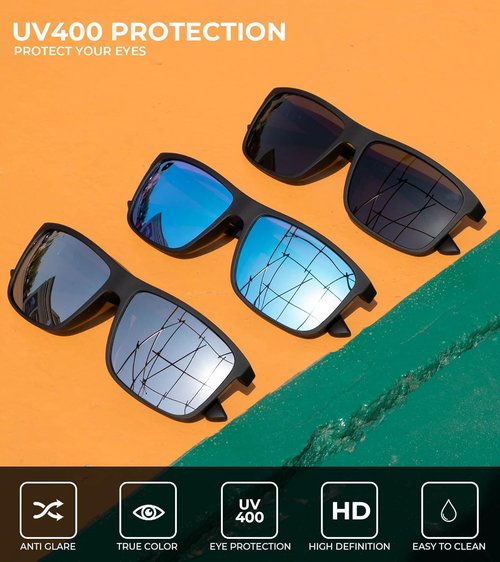 KALIYADI Polarized Sunglasses - UV Protection for Men & Women | Ideal for Driving, Fishing, Golf (3 Pack)