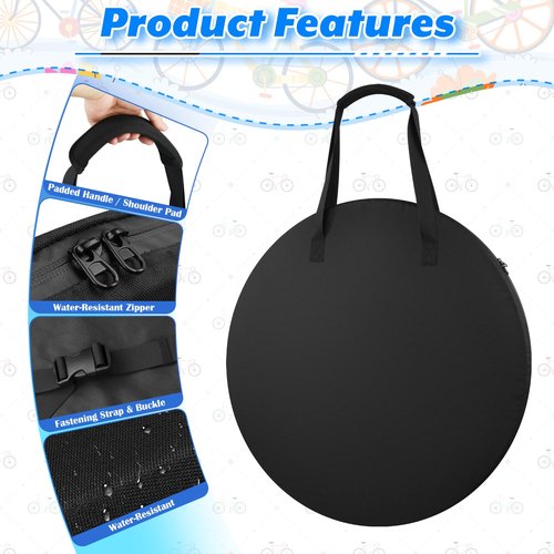 Cosmos Bicycle Bike Wheel Carry Case Bag, Waterproof Protective Travel Storage Bike Wheel Cover for Road Mountain Bike, Fits 26” to 29” Bike Wheel Size for Handle & Shoulder Carrying