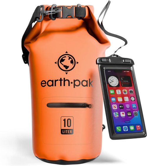 Earth Pak Waterproof Dry Bag - Durable Backpack with Zippered Pocket to Keep Gear Dry
