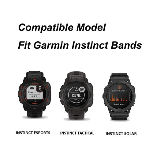 EANWireless Compatible for Garmin Instinct Bands, Silicone Sport Strap Replacement + Woven Nylon Ultralight Sport Band Compatible for Garmin Instinct/Solar GPS Smartwatch, Gray+Black
