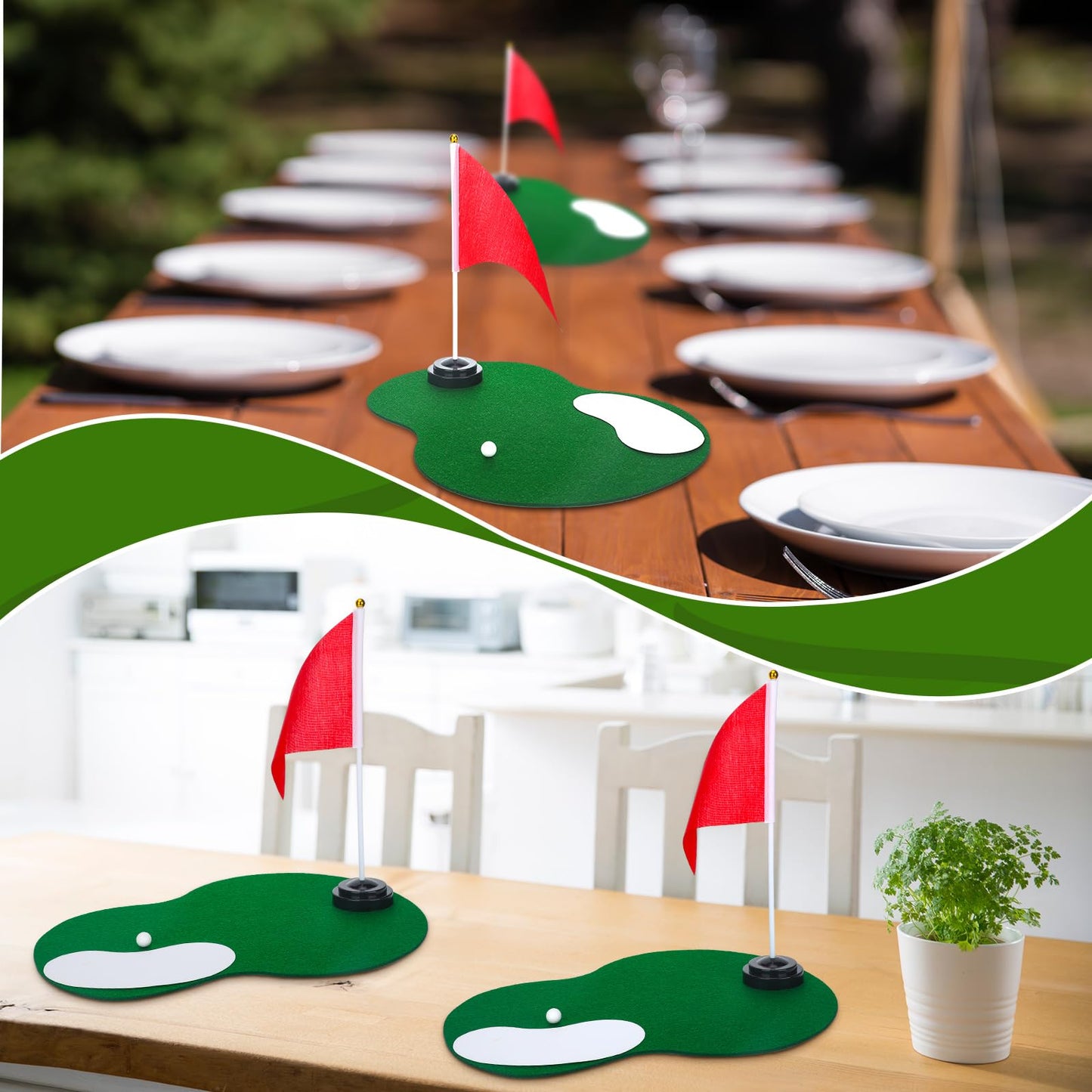 Tinideya 4 Set Golf Party Centerpieces Table Decorations with Ball Sand Trap Red Flag Plastic Flag Stand for Golf Themed Birthday Baby Shower Party Supplies