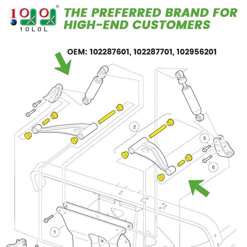10L0L Golf Cart Control Arm Bushing Kit for Club Car Precedent 2004-up, OEM# 102287601, 102287701, 102956201