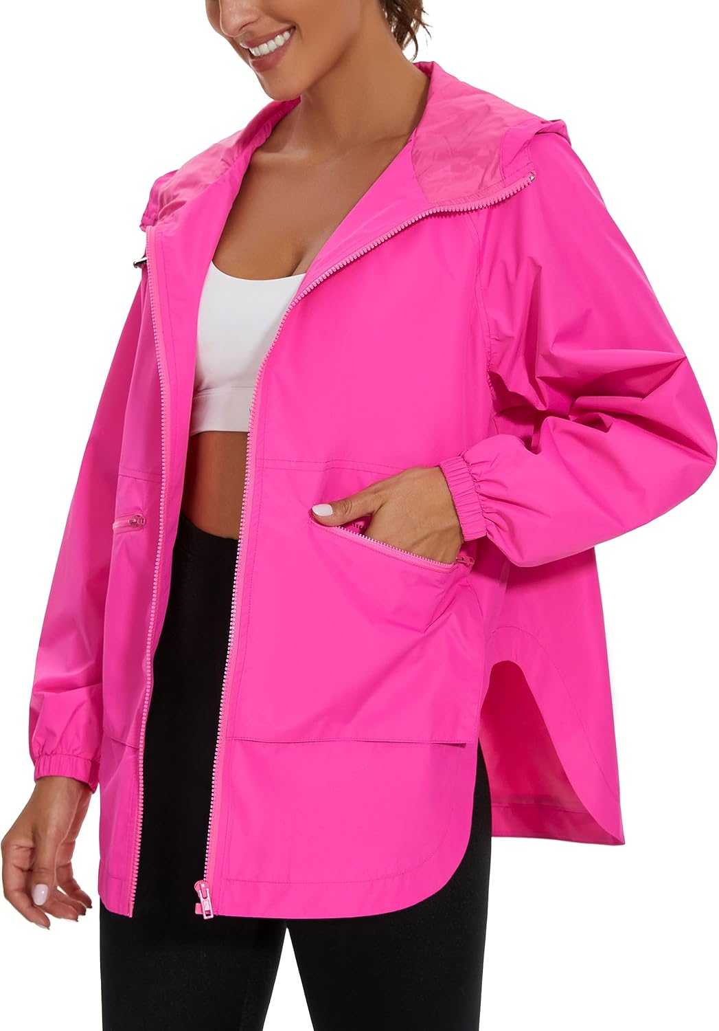PESION Women's Waterproof Raincoat - Lightweight Hooded Windbreaker Jacket with Pockets | Ideal for Outdoor Use