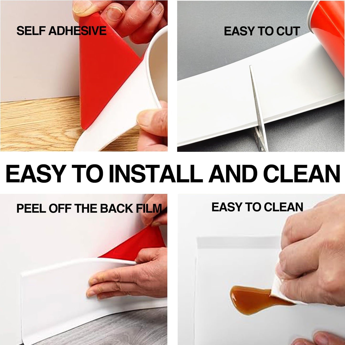 Black Wall Molding Trim 3 Inch x 60 Feet, Wall Base Baseboard Molding Trim Flexible Self Adhesive Rubber Wall Base Moulding Trim Peel and Stick Design Home Decoration Skirting Line