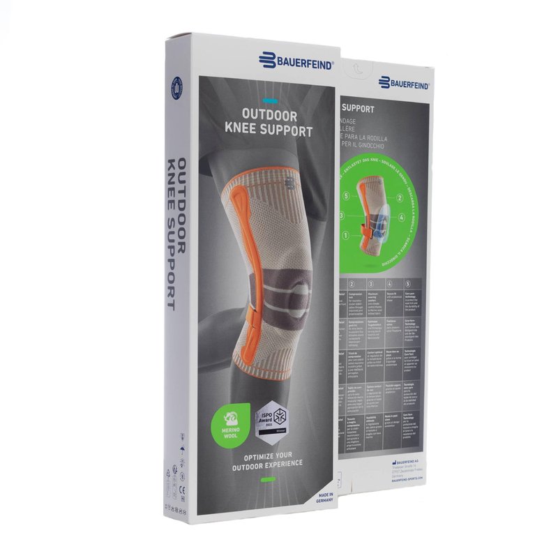 Bauerfeind Outdoor Knee Support, Unisex Knee Brace for Hiking, Walking, and Running, Sandstone-Orange, M