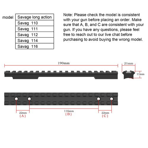 Eastern Tactical Supply Savage 110 Picatinny Rail Mount for Savage Long Action