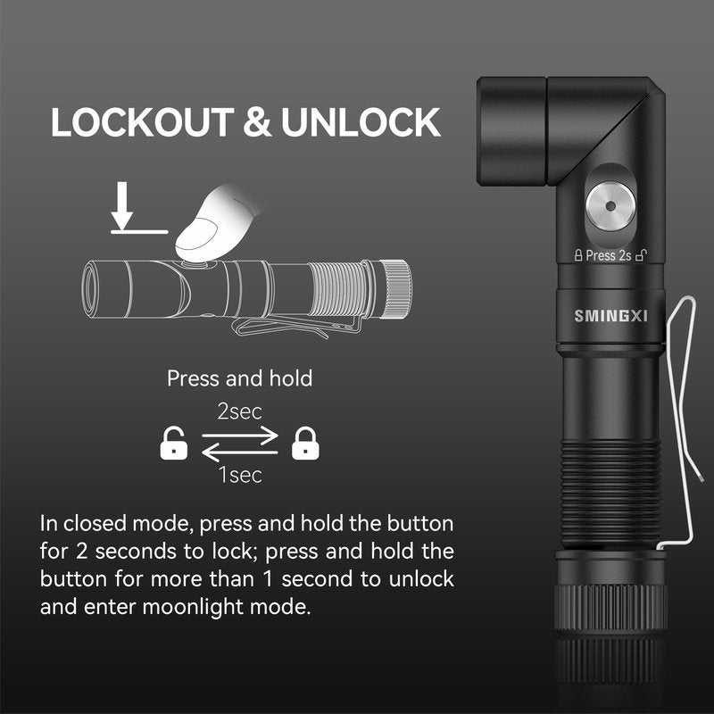 SMINGXI T5 1400 Lumens Rechargeable LED Flashlight, 90 Degree Adjustable Head, EDC Tactical Flashlight,Magnetic AA Pocket Work Light with Red Diffuser & Clip for Camping, Hiking, Emergency