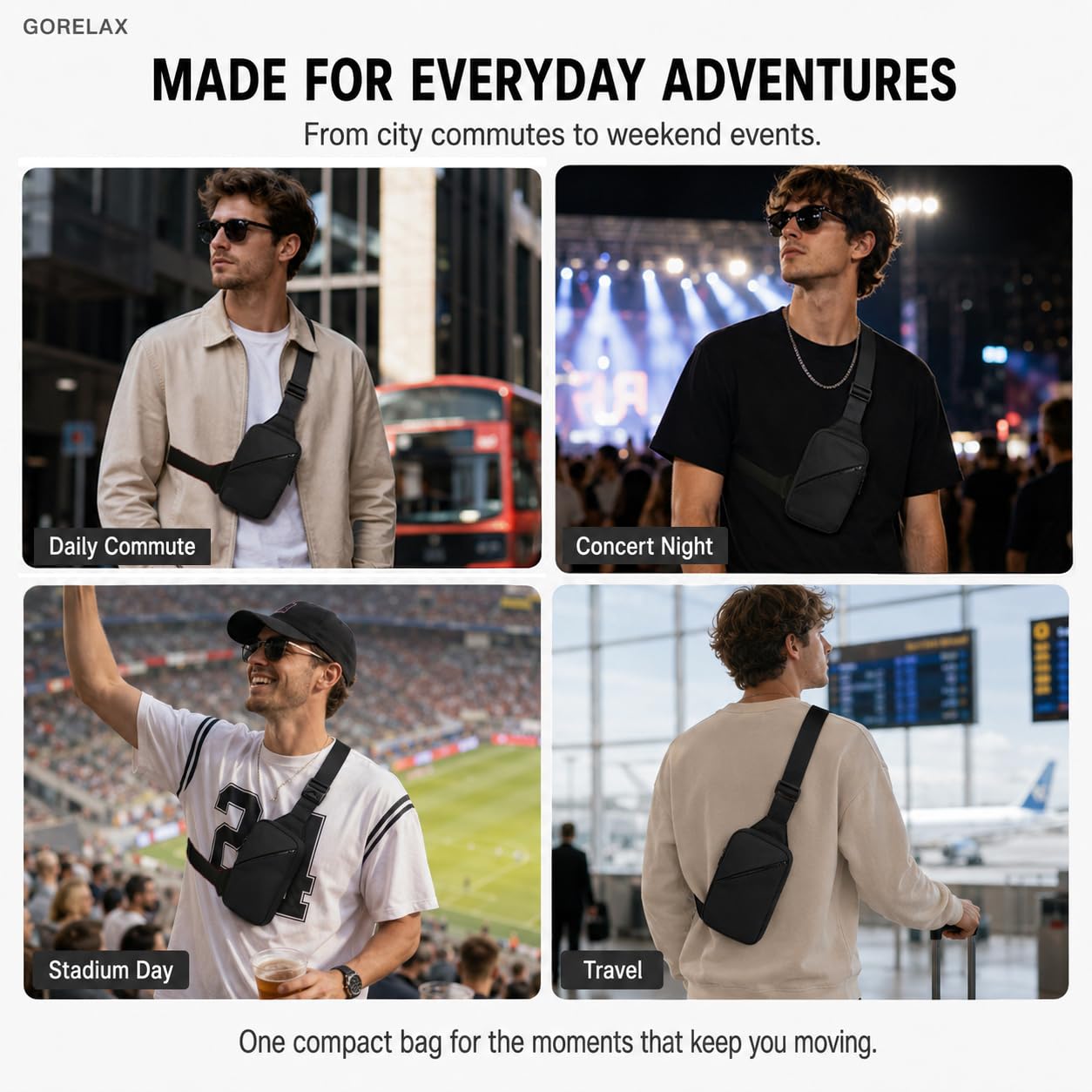 Mini Crossbody Sling Bag for Men & Women, Small Phone Chest Bag for Travel