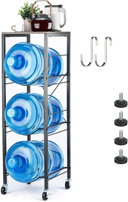 5 Gallon Water Jug Holder with Wheels - 3-Tier X-Shape Rack for Kitchen & Office Storage