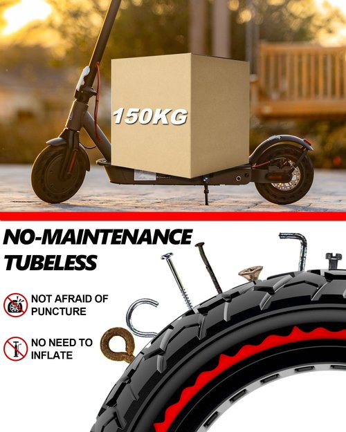 BABEJIA 2-Pack 10x2.50 Scooter Tire Tubeless, Upgrade Your Scooter with 60/70-6.5 Off-Road Airless TIre, 10x2.5-6.5 Replacement Tyres for Segway Max G2/G30 Series, Gotrax G6/G5/G MAX/ECLIPSE, etc