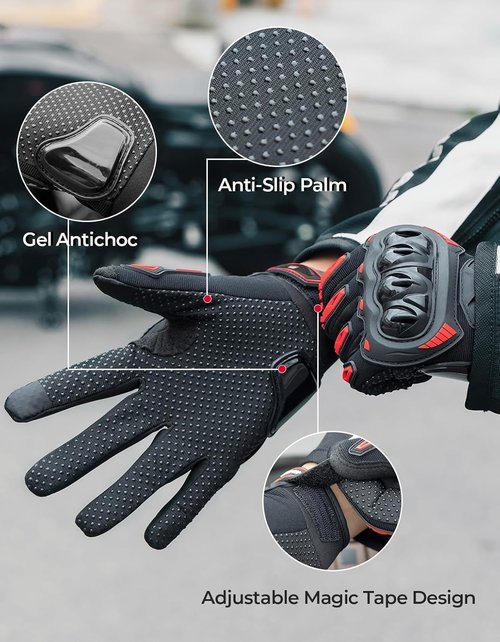 KEMIMOTO Touchscreen Motorcycle Gloves - Anti-Slip Dirt Bike Gloves for Men & Women | Perfect for Riding, Racing & Cycling