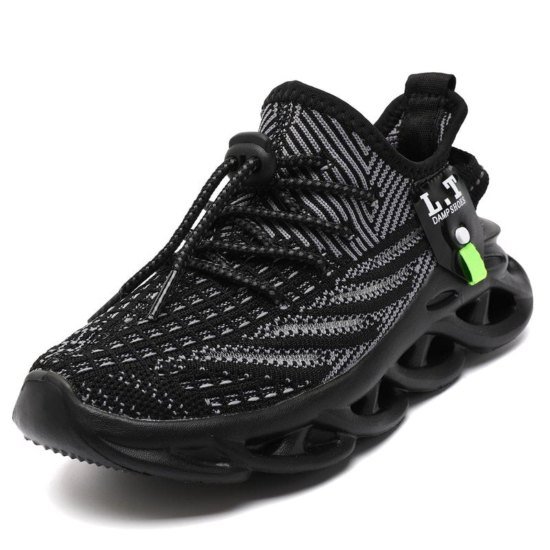 GLYGML Kids Shoes for Boys Girls Running Tennis Sneakers Athletic Walking Gym Sports Lightweight Breathable for Toddler/Little Kid/Big Kid All Black Size 3
