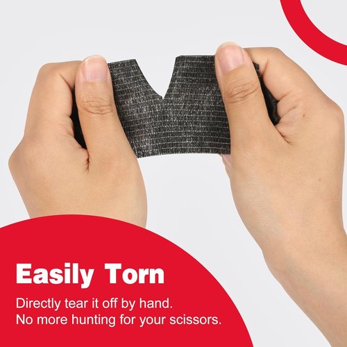 AZEN Self-Adhesive Bandage Wrap - 8 Pack, 2" x 5 Yards, Elastic Cohesive Athletic Tape, Black
