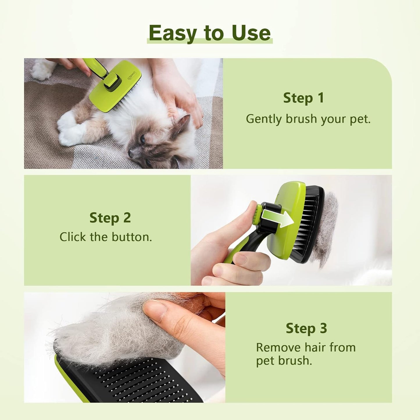 Pecute Self-Cleaning Slicker Brush - Lightweight Grooming Tool for Dogs, Cats & Rabbits | Removes Loose Fur