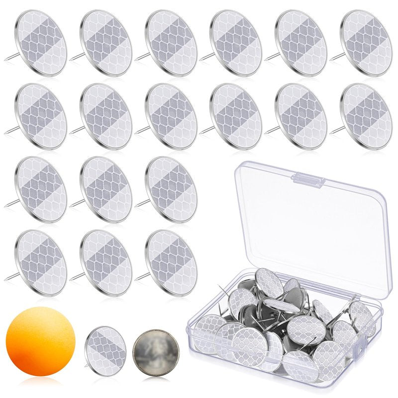 Seenelling 1 Inch Large Reflective Marking Trail Tacks Glow Tacks Reflective Thumb Mark for Hunting Hiking Camping Tree Stand, 50pcs, Silver