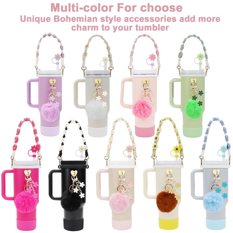 3tyto 13 Pcs Stanley Cup Accessories Set Including Water Bottle Handle Strap, Siliocne Stanley Cup Boot, Siliocne Straw Cover, Stanley Charms for Stanleys Cup 40oz & 30oz Tumbler