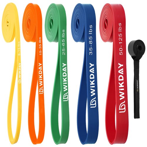 WIKDAY Resistance Bands, Pull Up Bands, Workout Bands for Exercise, Thick Heavy Resistance Band Set with Door Anchor, Elastic Bands for Body Stretching, Training at Home/Gym for Men & Women
