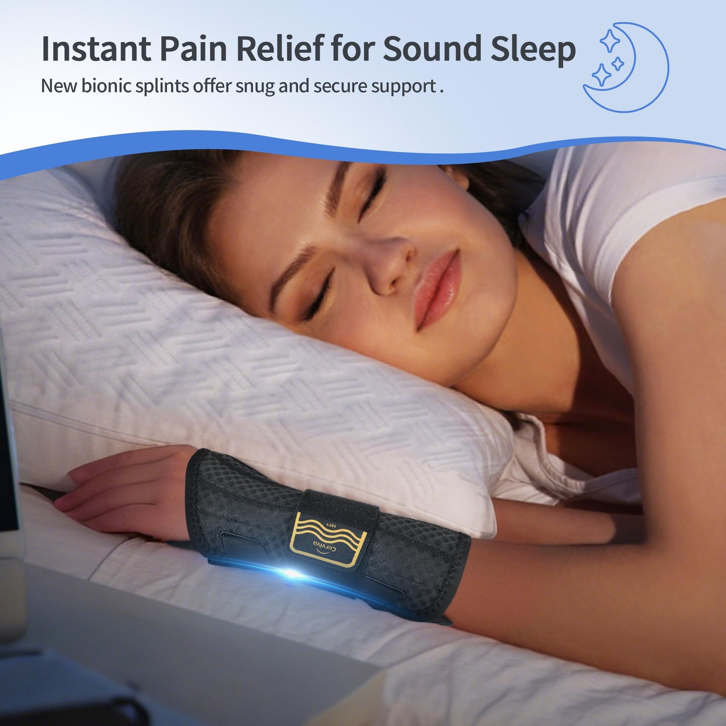 Cerviva Carpal Tunnel Wrist Brace Night Support for Women Men, Pain Relief Metal Wrist Splint for Tendonitis, Arthritis, Sprain, Fit Left or Right Hand for Work, Rigid Hand Brace for Sleeping, Black