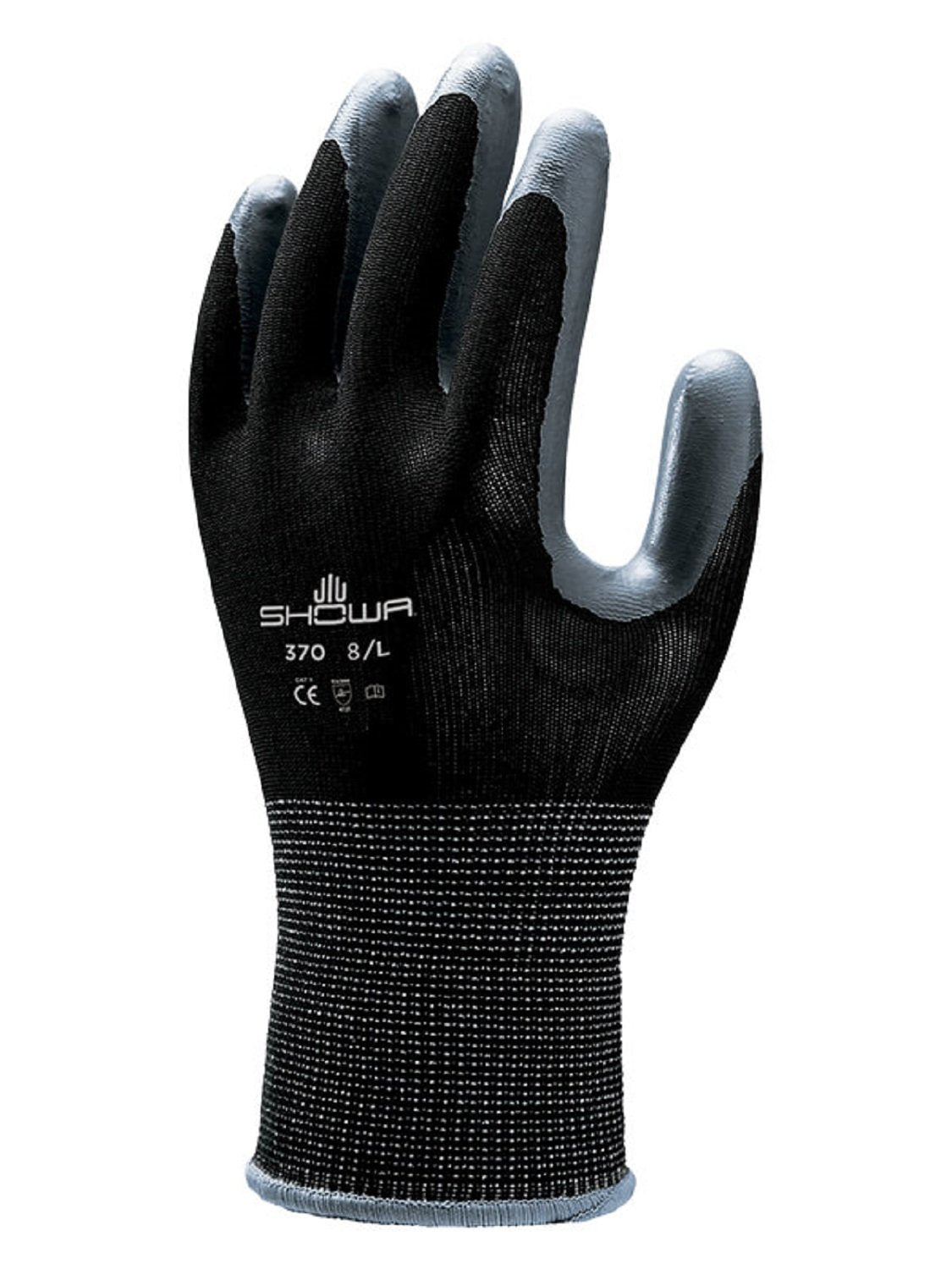 SHOWA 24 Pair Atlas 370 Black Work Gloves Size XL 370BXL-09 (2 Dozen)