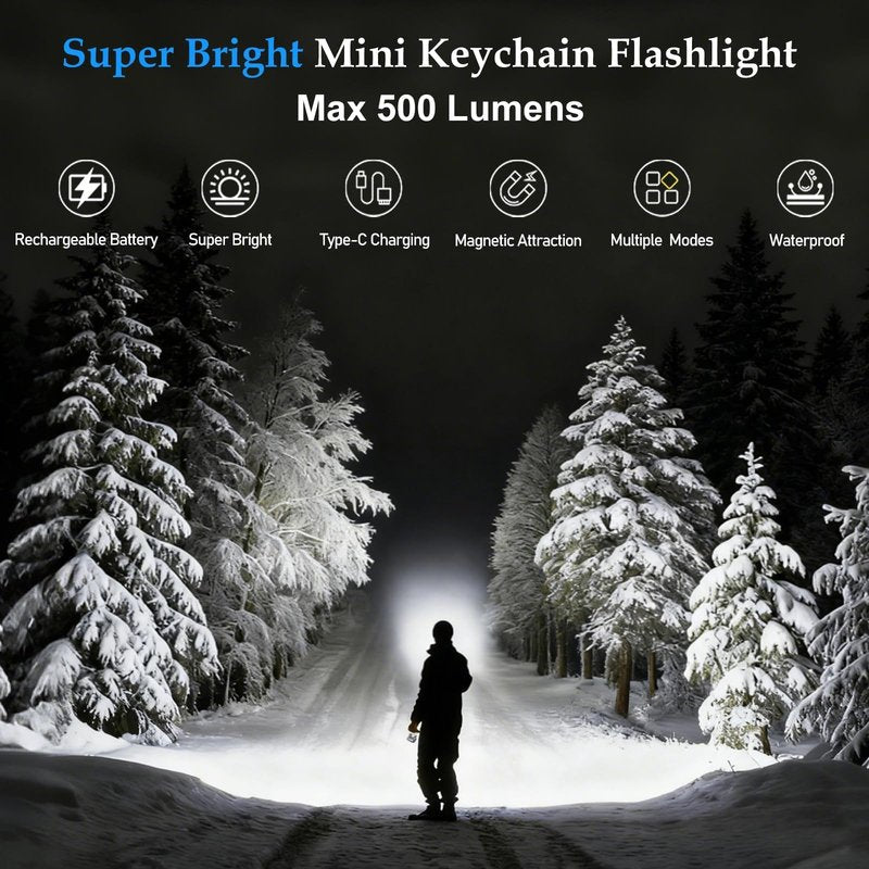 VOHIVI 2PACK EDC Keychain Flashlight - Super Bright Mini Keychain Light with Hat Clip, Magnetic Base, Rechargeable Small Pocket Flash Lights for Emergency,Outdoor Activities,Walking Dog