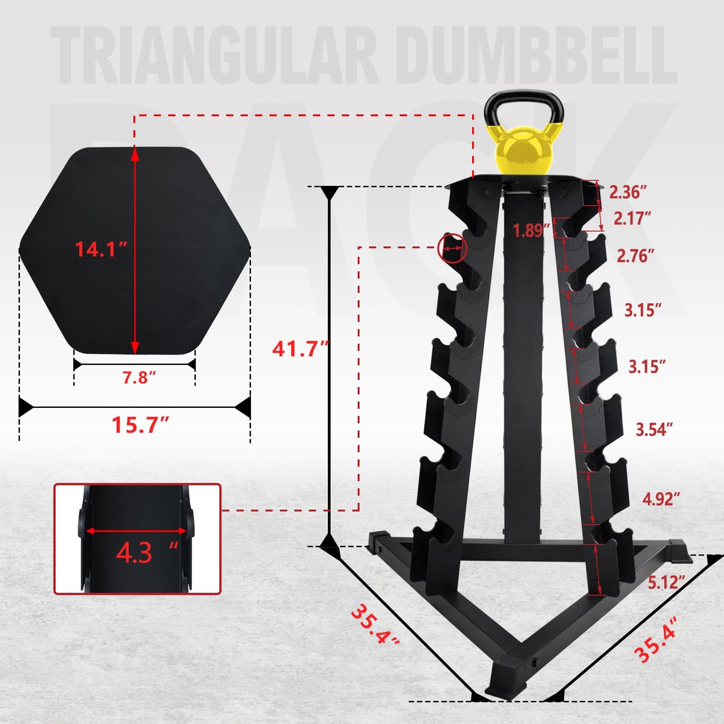 Balelinko Dumbbell Rack Stand Only, 6 Tier Triangular Frame Dumbbell Rack, Dumbbell Holder with 18 Dumbbell Storage Placements, 900 lbs Weight Capacity Weight Storage Stand for Home Gym，Black