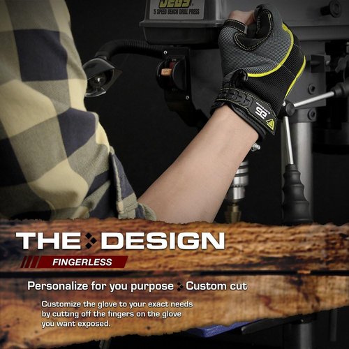 Glove Station Tactile Series Fingerless Work Gloves - Enhanced Grip & Durable Synthetic Leather