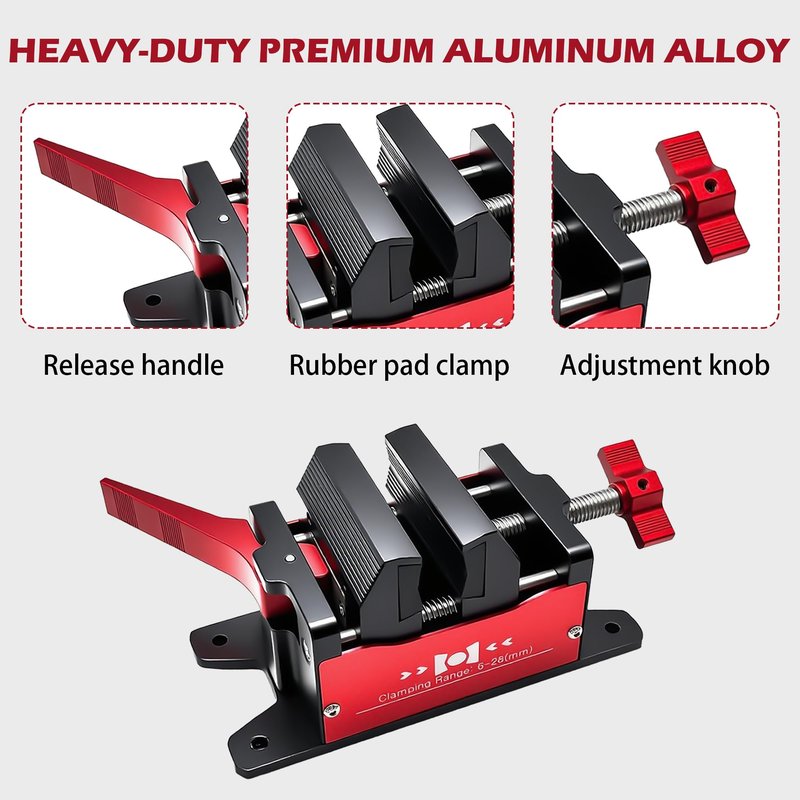 NeonArtistry Golf Club Vise Clamp with Quick Release – Aluminum Golf Shaft Clamp for Regripping, Grip Removal, Club Repair (6–28mm Range)