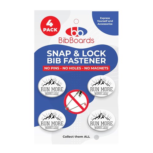 bibSNAPS Race Bib Clips - Secure Fasteners for Running & Cycling Events | Easy Snap & Lock (4pcs)