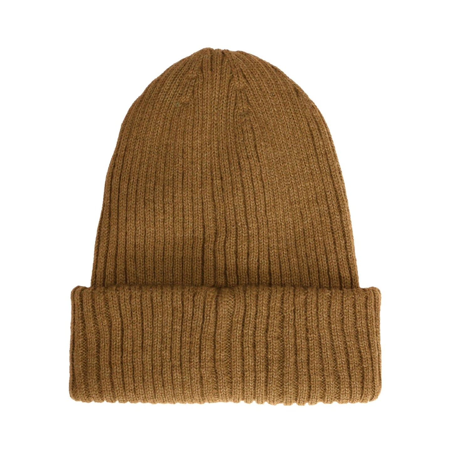 Timberland Men’s Rib Tonal Logo Beanie - Soft Knit Winter Hat, Stretch Fit, Foldover Cuff, Warm Texture for Cold Weather Wear, Wheat, One Size