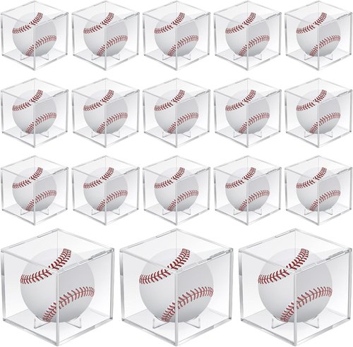 Baseball Display Case by [Brand Name] - 18 Pcs Clear UV Protected Acrylic Cube Box for Official Size Balls