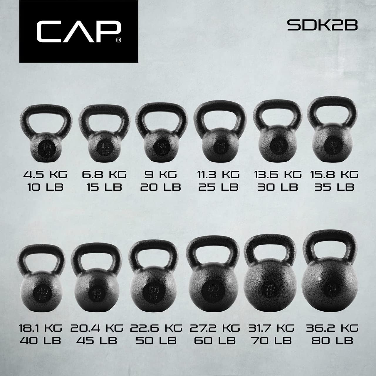 WF Athletic Supply Kettlebells - Painted Cast Iron for Strength Training | 10-80 lbs Options Available