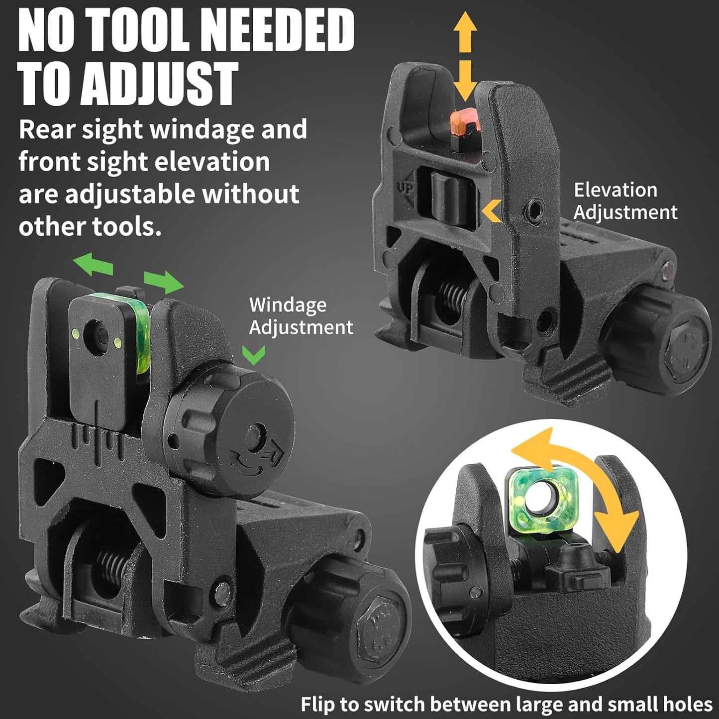 Skiennix Flip-Up Sight - Lightweight Front and Rear Sights for Enhanced Accuracy