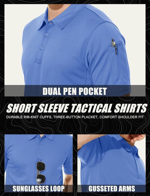 MAGCOMSEN Men's Quick-Dry Polo Shirt - Performance Tactical Short Sleeve Golf Jersey