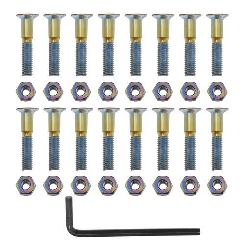 The Lord of the Tools 16 Sets Skateboard Hardware Kit Mounting Screws Hex Head Bolts Nuts with Wrench Accessories for Riser Long Board Truck M5x25mm Colorful