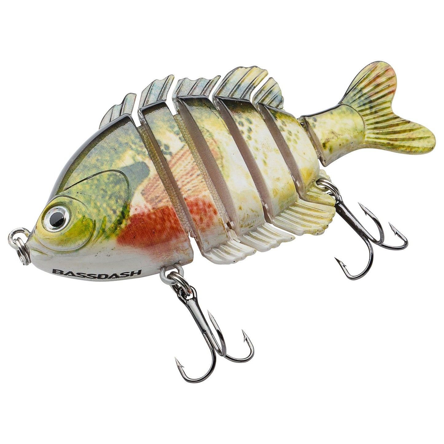 BASSDASH SwimPanfish Multi Jointed Panfish Bluegill Swimbaits Topwater Hard Bass Fishing Crank Lure 3.5in/0.85oz, 4 Colors (Bluegill)