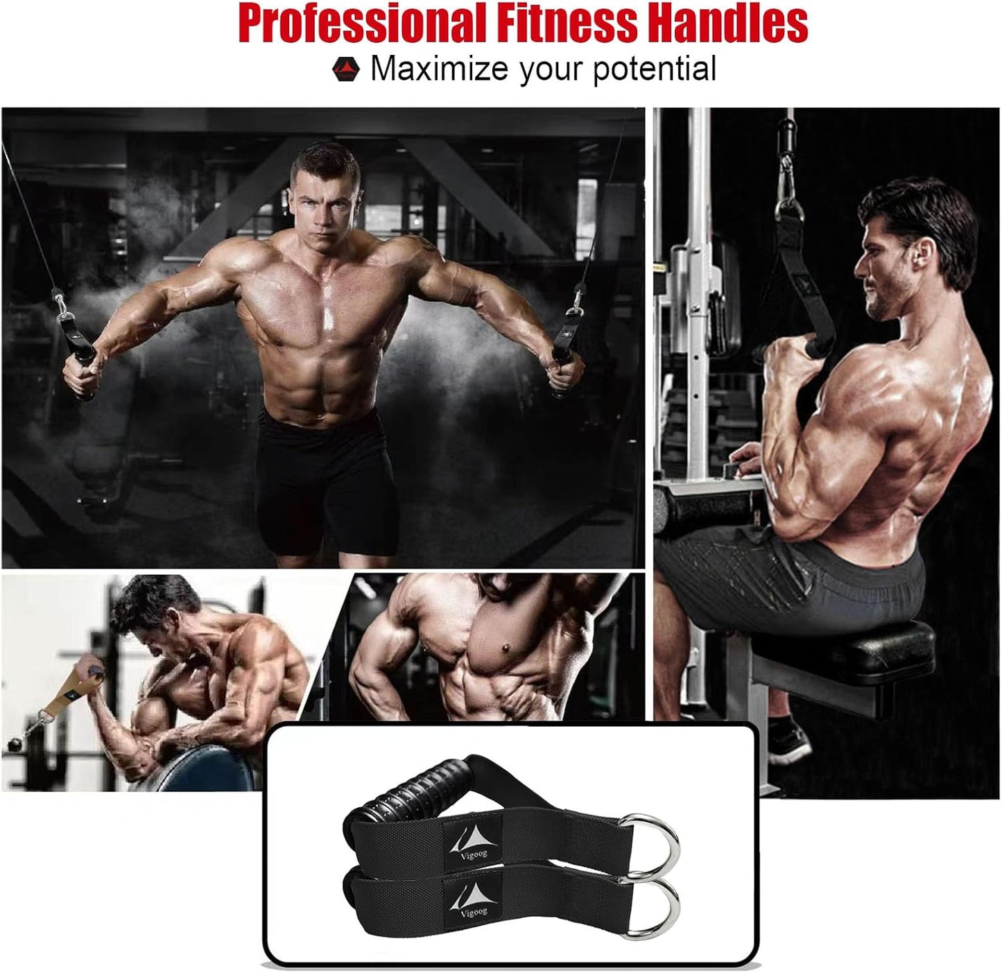 Skiennix Heavy Duty Gym Workout Handles - Comfortable Grip for Cable Machines & Resistance Bands