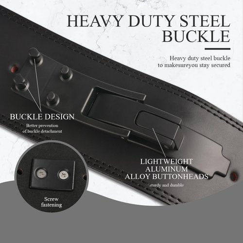 Weight Lifting Belt, 10mm Thick, 4-Inch Wide Heavy Duty Leather Lever Gym Belt, Ideal for Weightlifting, Squats, Deadlifts, Powerlifting, Cross Training and Weight Training