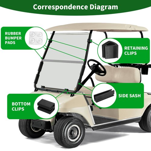Cartalia Golf Cart Windshield Retaining Clips Kit for 1982-Up Club Car DS / 1985-2006 Yamaha G2 G8 G9 G14 G16 G19 G22, 7+2+2 Windscreen Mounting Sash Window Short Clips Universal Fit 1"x1" Struts Rail