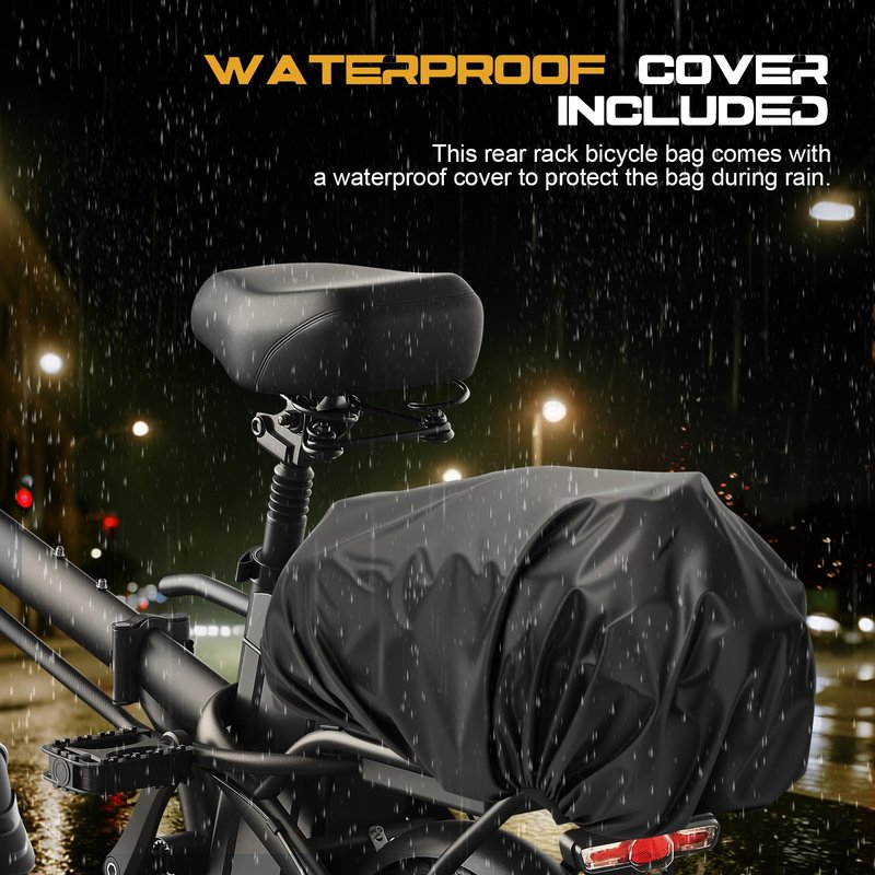 PIREKZUNT Bike Rack Bags, Hard Shell E Bike 30L Rear Rack Bag, Large Ebike Pannier with Waterproof Cover and Shoulder Strap for Commuter Travel Outdoor