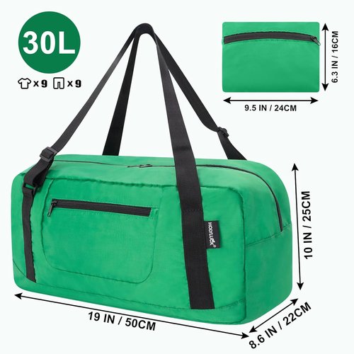 HOLYLUCK Foldable Travel Duffel Bag - Versatile Luggage for Gym & Travel - Kelly Green