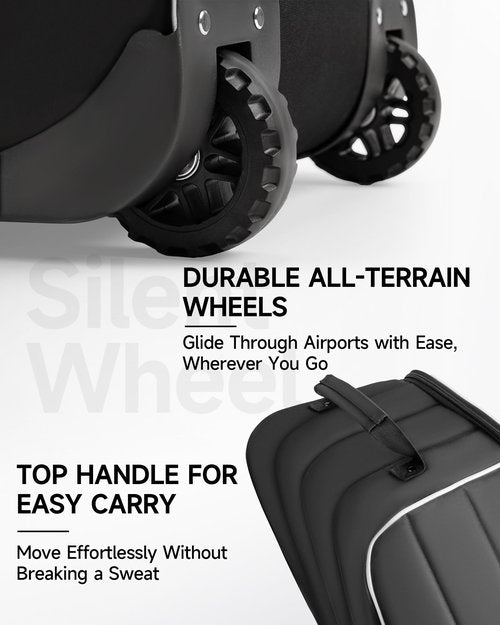 MANUEKLEAR 1680D Nylon Travel Golf Bags Club for Airlines with Wheels, Golf Travel Bags for Airlines with Padded Top, Golf Travel Case Cover with 3 Large Pocket for Golfer