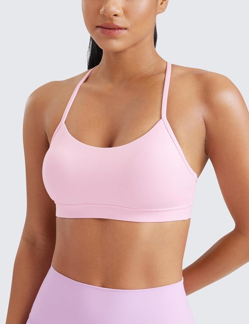 CRZ YOGA Butterluxe Sports Bra - Padded Racerback for Women | Low Impact Yoga Top in Comfortable Fit