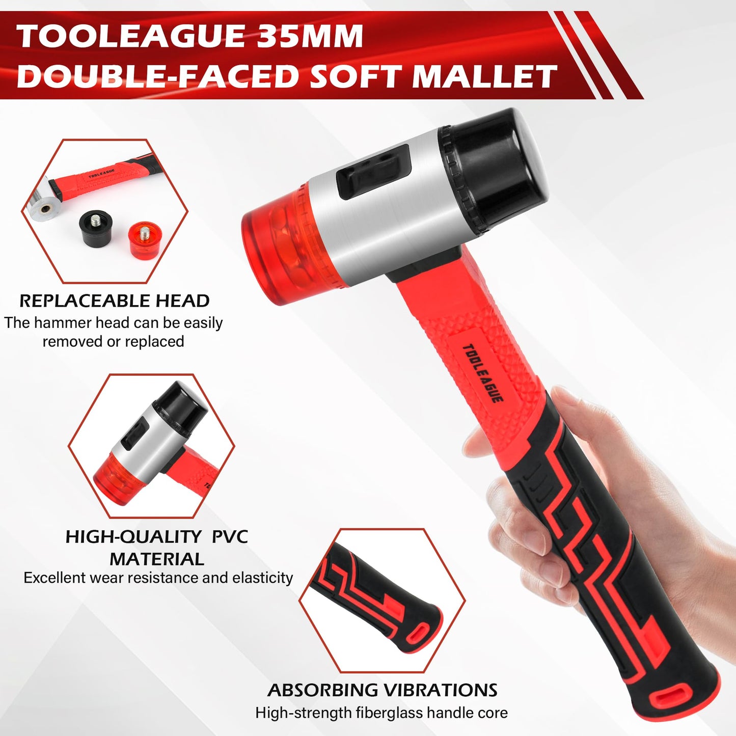 TOOLEAGUE 43Pcs Laminate Wood Flooring Installation Kit with 10-3/4 inch Double-Faced Soft Mallet,40Pcs Spacers,Heavy Duty Pull Bar and Tapping Block