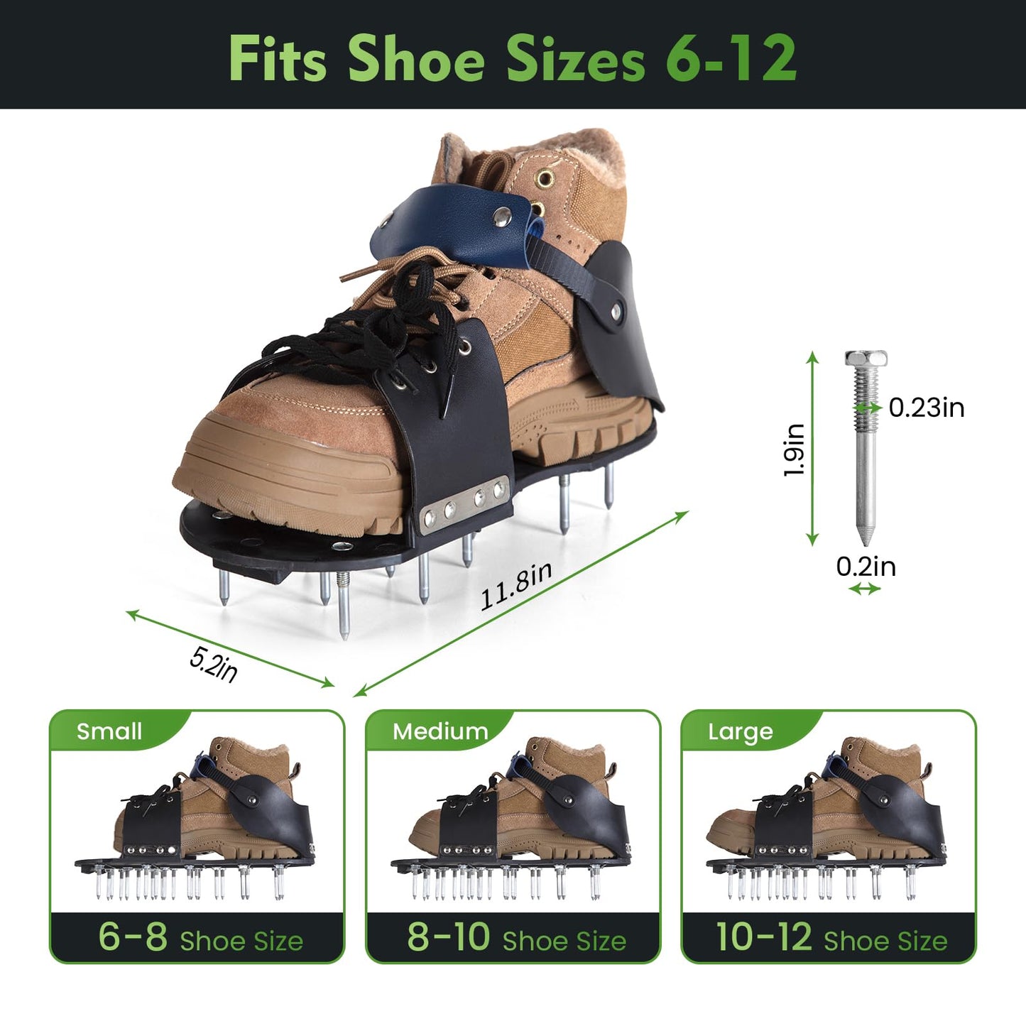 Aerator Shoes, Lawn Aerator Shoes for Grass with Foot Protection,Aeration Shoes for Lawn with Adjustable Strap, Pre-Assembled Aerating Shoes for Lawns, Gardens, and Courtyards(Black+Blue)