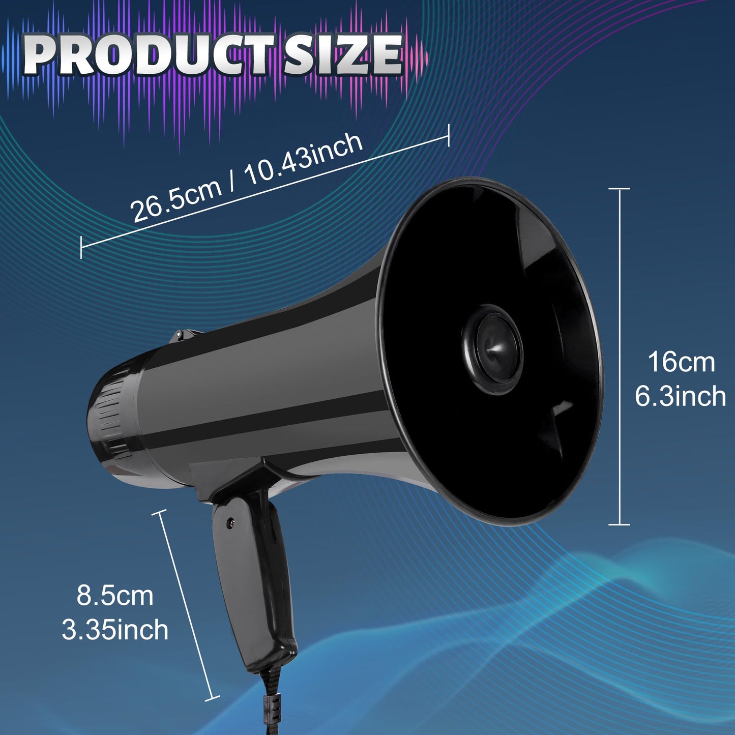 Loudmore Portable Megaphone Bullhorn 35 Watt Power Megaphone Speaker with Siren/Alarm Modes, 240S Recording, Detachable Handheld Microphone, Volume Control and Strap (Black)