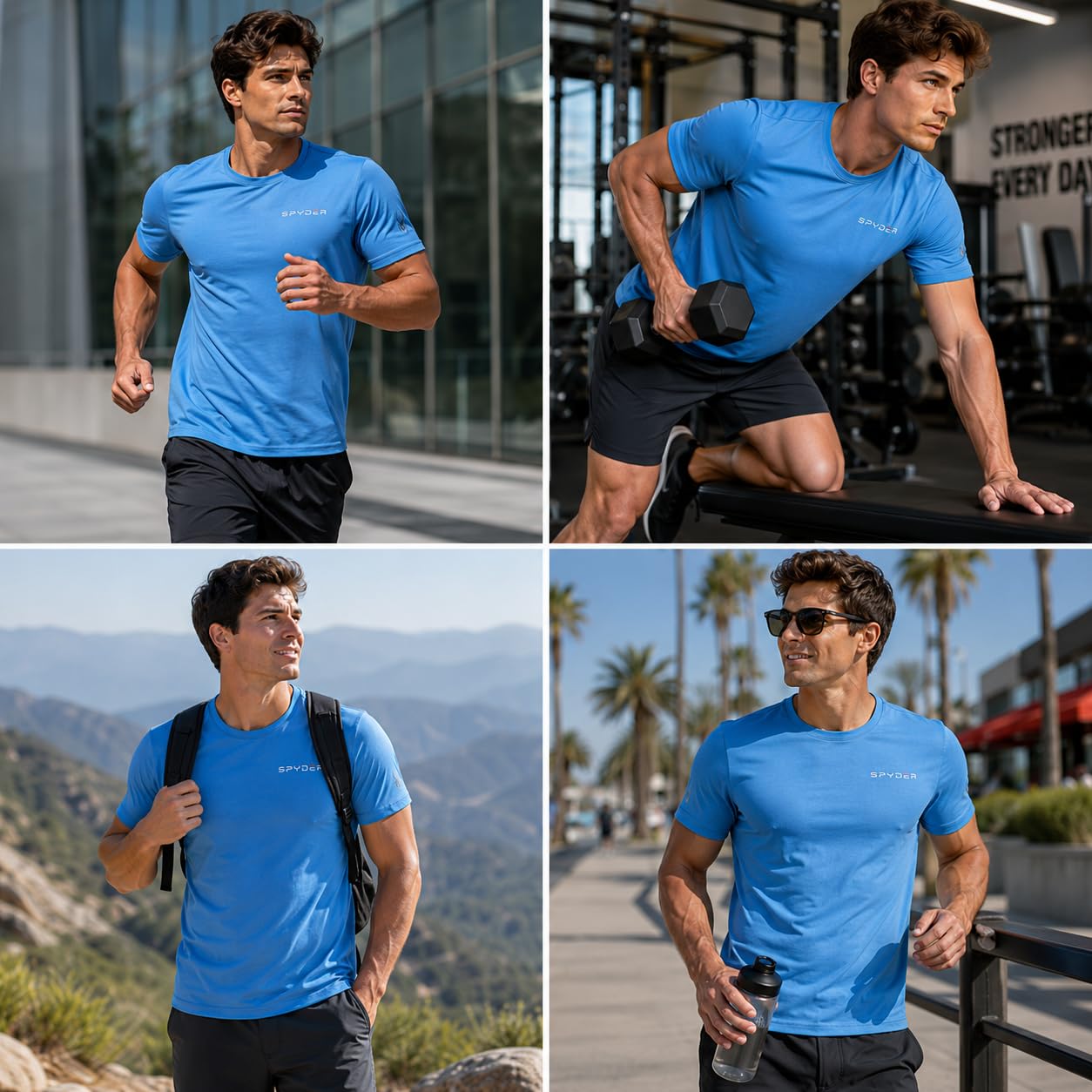 Spyder Mens Athletic Shirt Quick Dry Lightweight Short Sleeve Tee Royal
