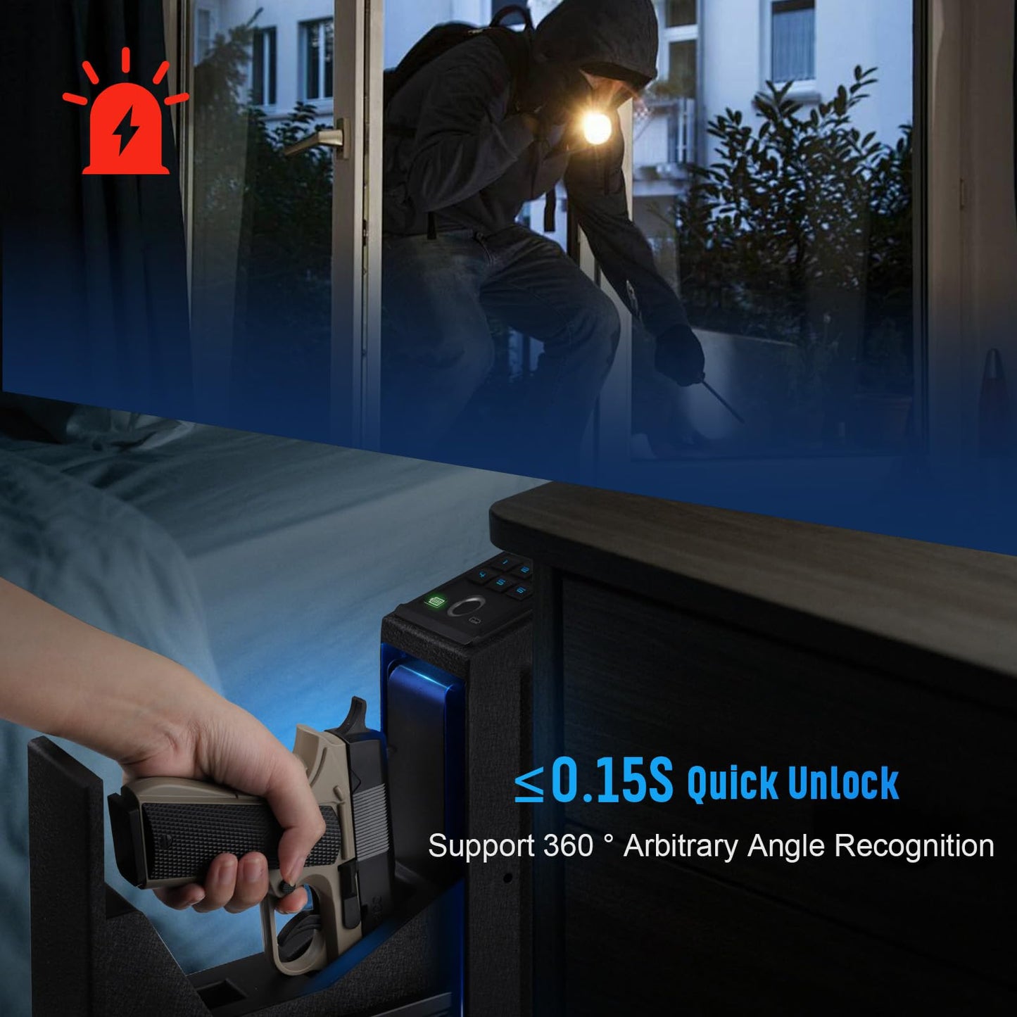 1DOT2 Biometric Pistol Safe Nightstand