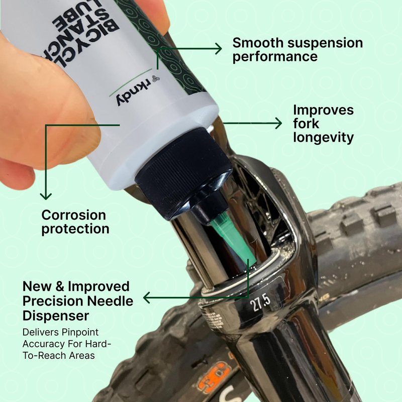 RKNDY Fork Stanchion & Shock Lube - Premium Bicycle/Bike Suspension Lubricant for Eliminating Rust, Dirt, and Contaminants from Seals, Ensuring Smooth Riding and All-Weather, Long-Lasting Protection