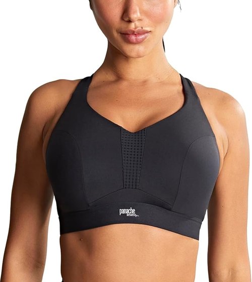 Panache Endurance Wired Sports Bra | Black 38F | High Impact, Supportive Sports Bra for Women, Exercise & Workout Bra